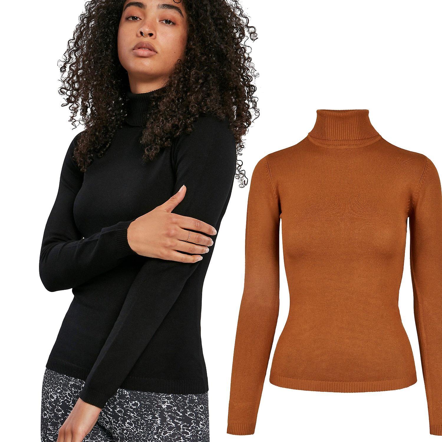 Urban Classics Ladies - Basic Turtleneck Sweater Pullover Black XL