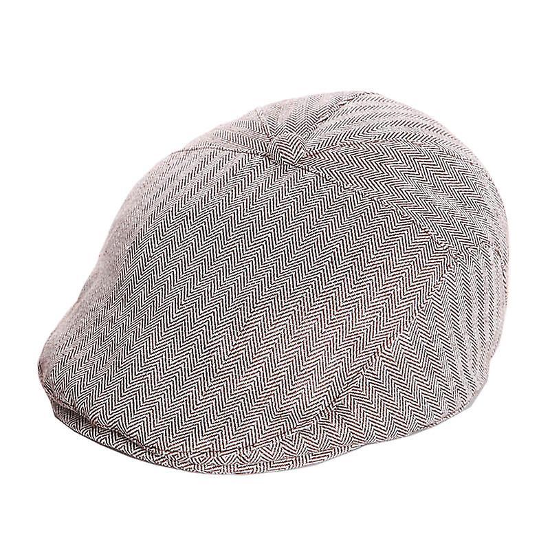 Slowmoose Baby Cotton Linen Handsome Cap, Beret Elastic Kids Hat Brown