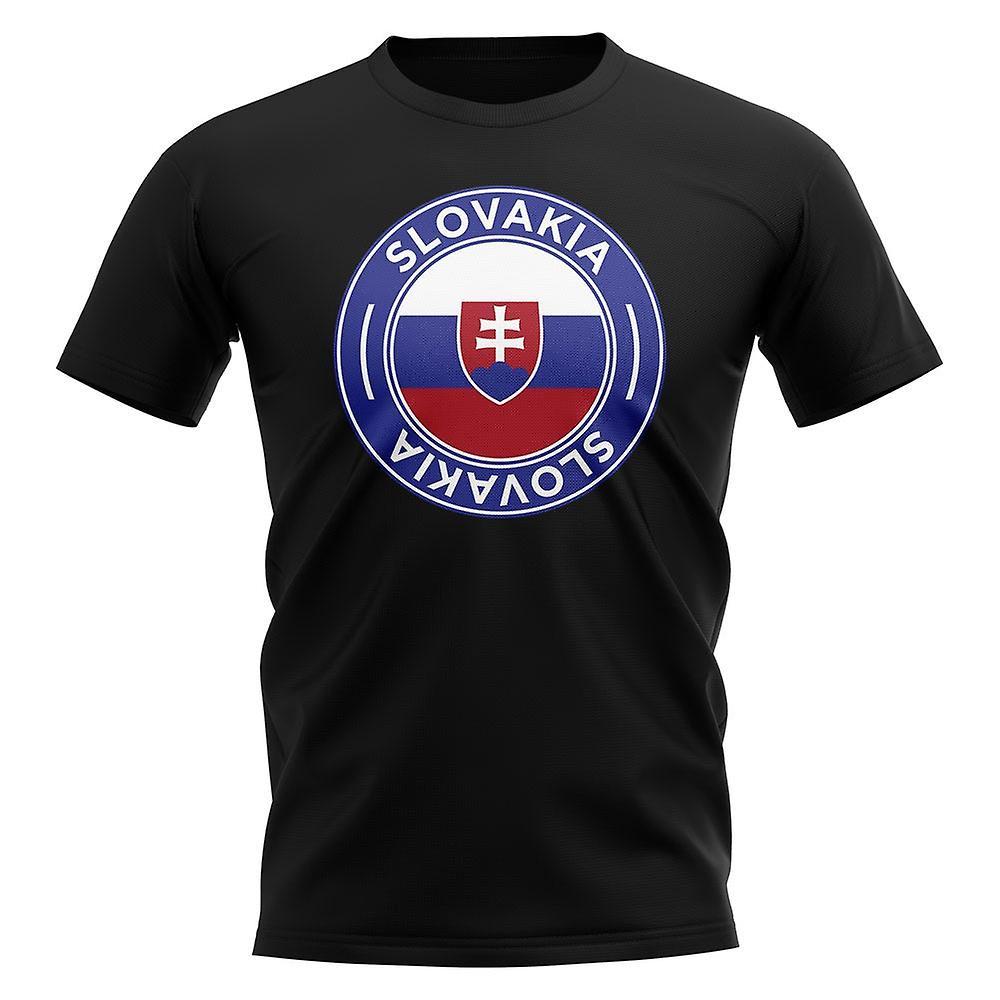 UKSoccerShop Slovakia Football Badge T-Shirt (Black) XLW