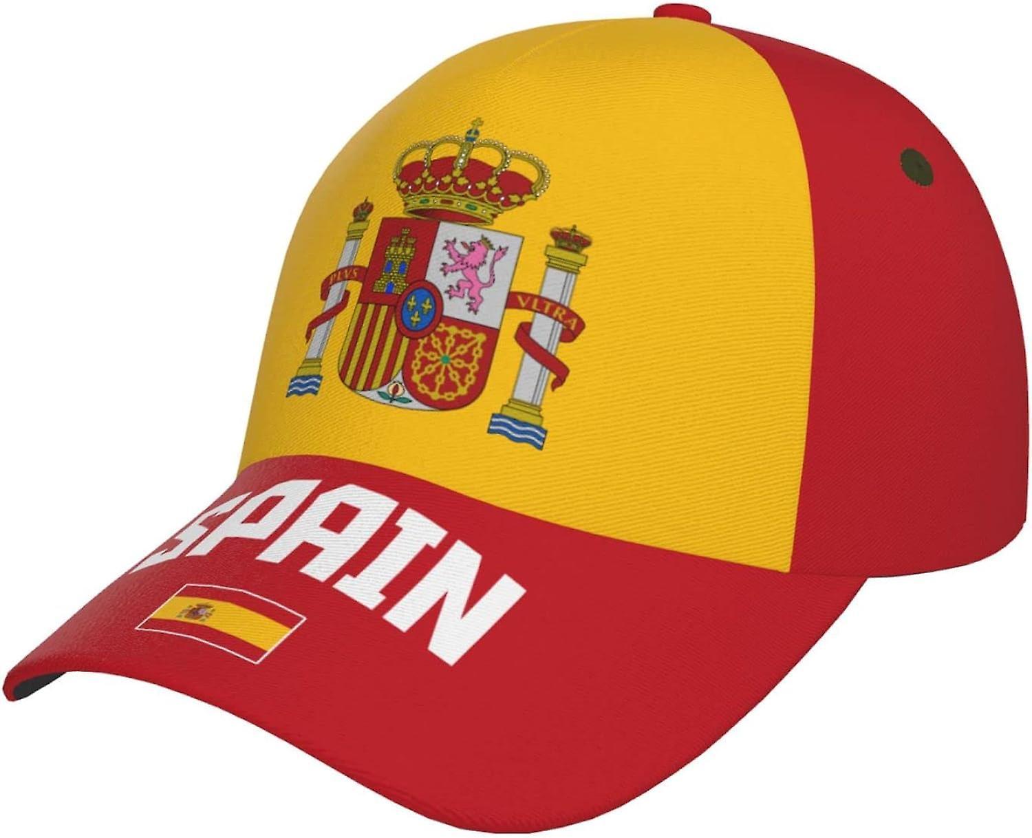 Kerota Spain Flag Cool Spanish Baseball Cap 3D Full Print Adult Unisex Adjustable Hat Soccer Patriotic Caps bm-4655 color1484