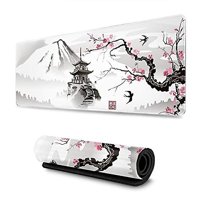 Ersam Cherry Blossom Mouse Pad Gaming Mouse Pad 31.5 X 11.8 Inch Pink Sakura Mouse Pad Stitched Edges