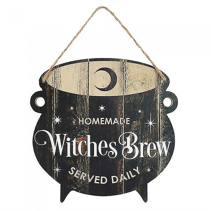 Something Different Witches Brew Cauldron Halloween Door Sign Black/White/Brown One Size