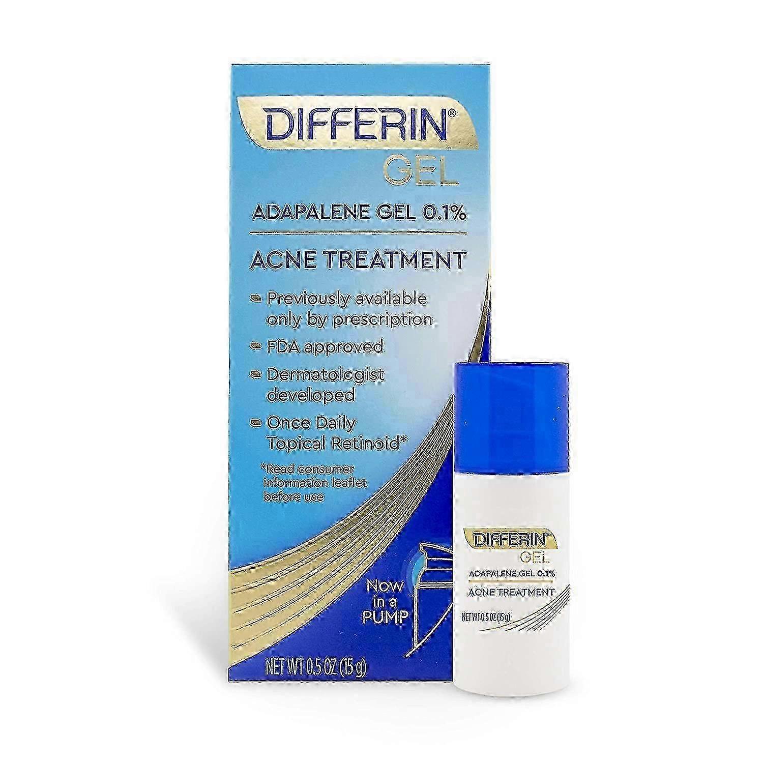 Differin Gel Retinoid Treatment For Face With 0.1% Adapalene Pump, 30 Day Supply, 15g