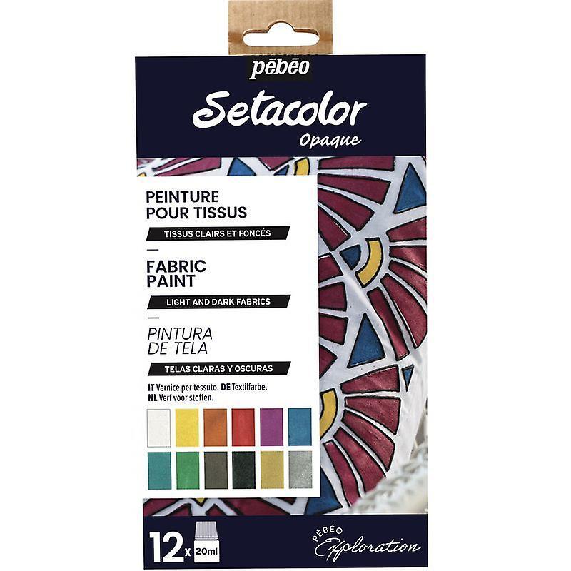 Pébéo Set of 12 Setacolor light & dark fabric paints - 12 x 20 ml Multicolored 20 x 11,5 x 3,5 cm