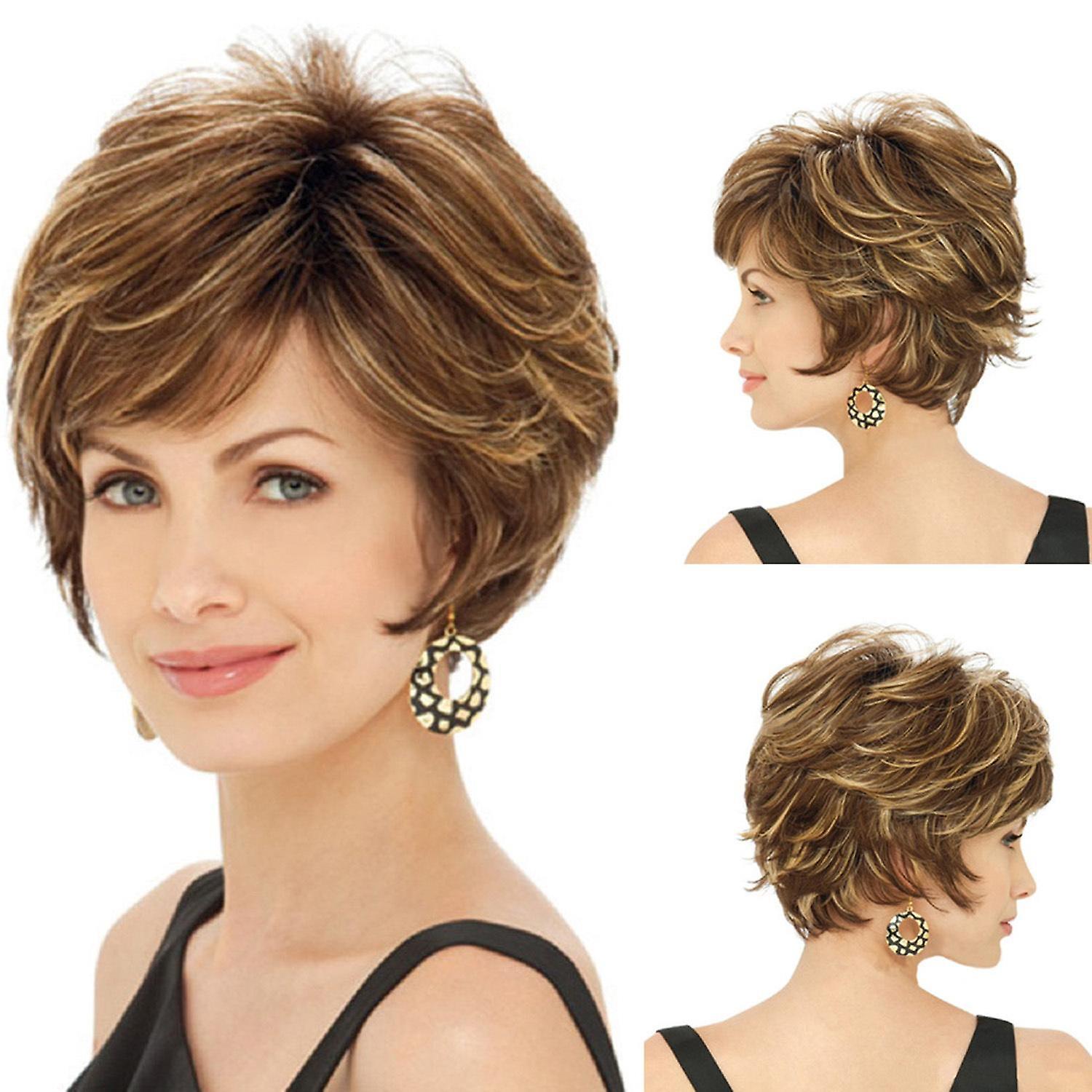 Wisetony Women's Wig Cross Wig Women's Short Curly Hair Synthetic Wigs