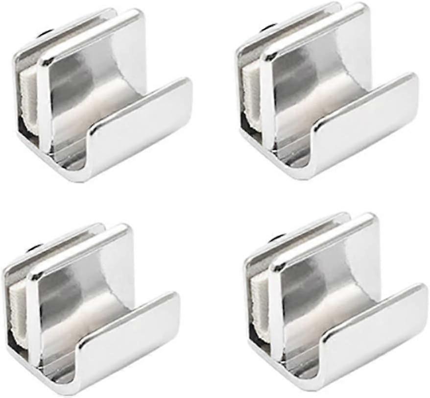 Phwj 4 Pack Glass Door Handles, Glass Clip Handle, Zinc Alloy No Drilling, Door Clamps, Pull Handles for Showcases, 3-5mm Glass Drawers