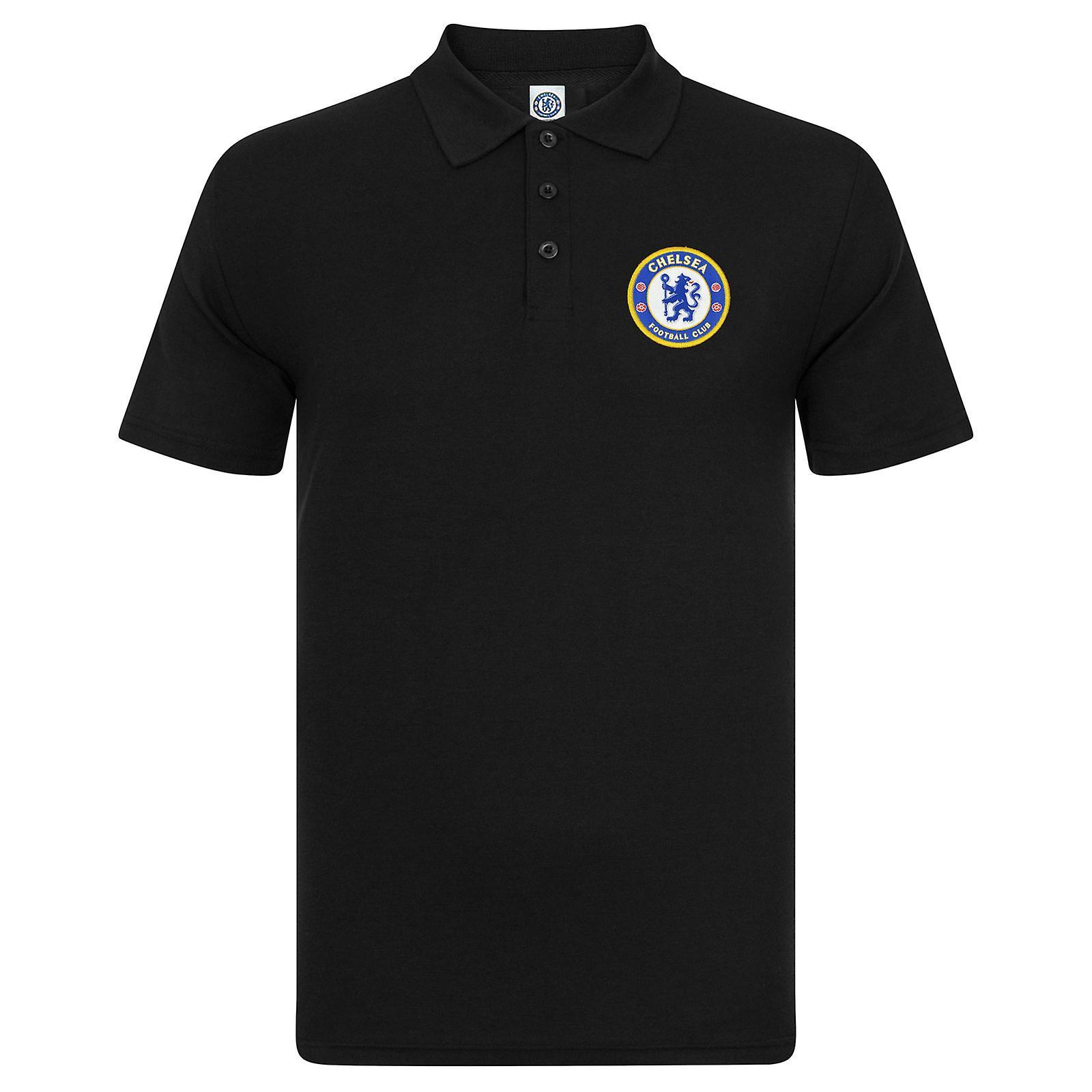 Chelsea FC Mens Polo Shirt Crest OFFICIAL Football Gift Black Medium