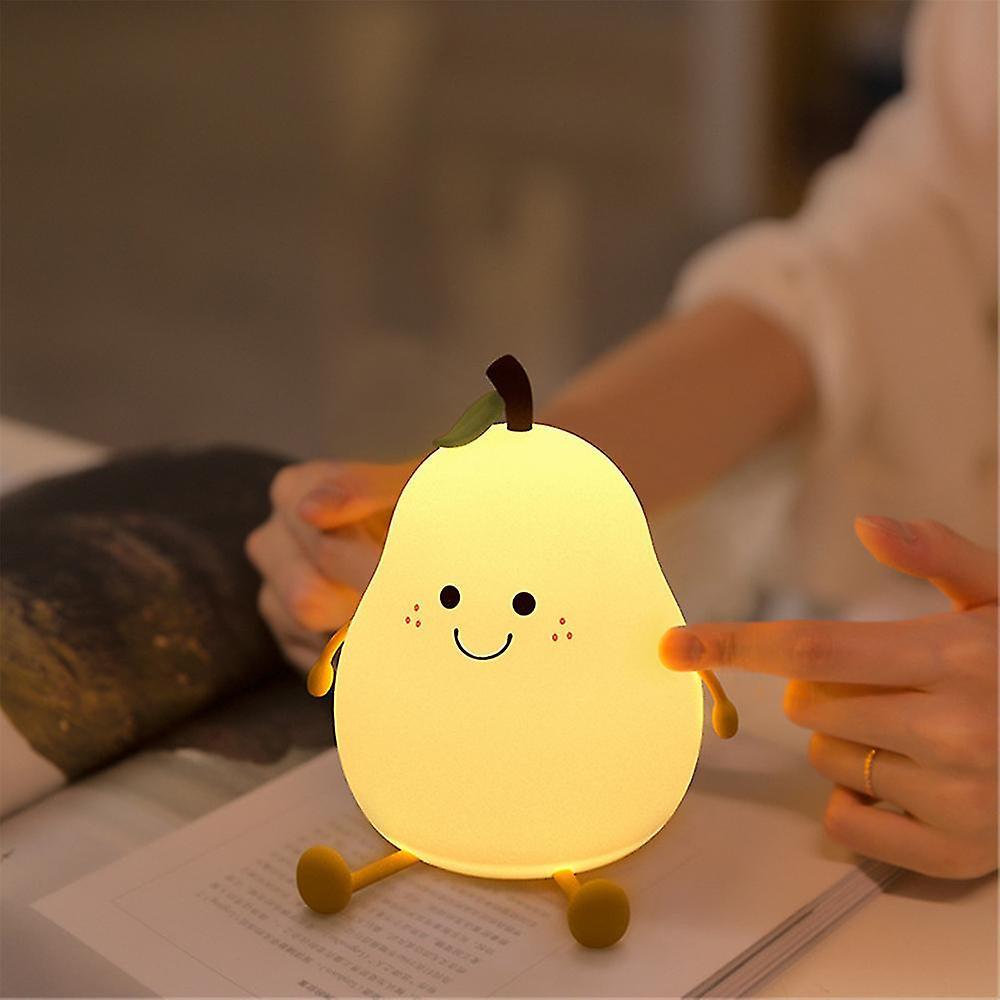 Sunset Pear Shaped Silicone Night Light 7 Colors Changing Baby Kids Bedside Sleep Lamp