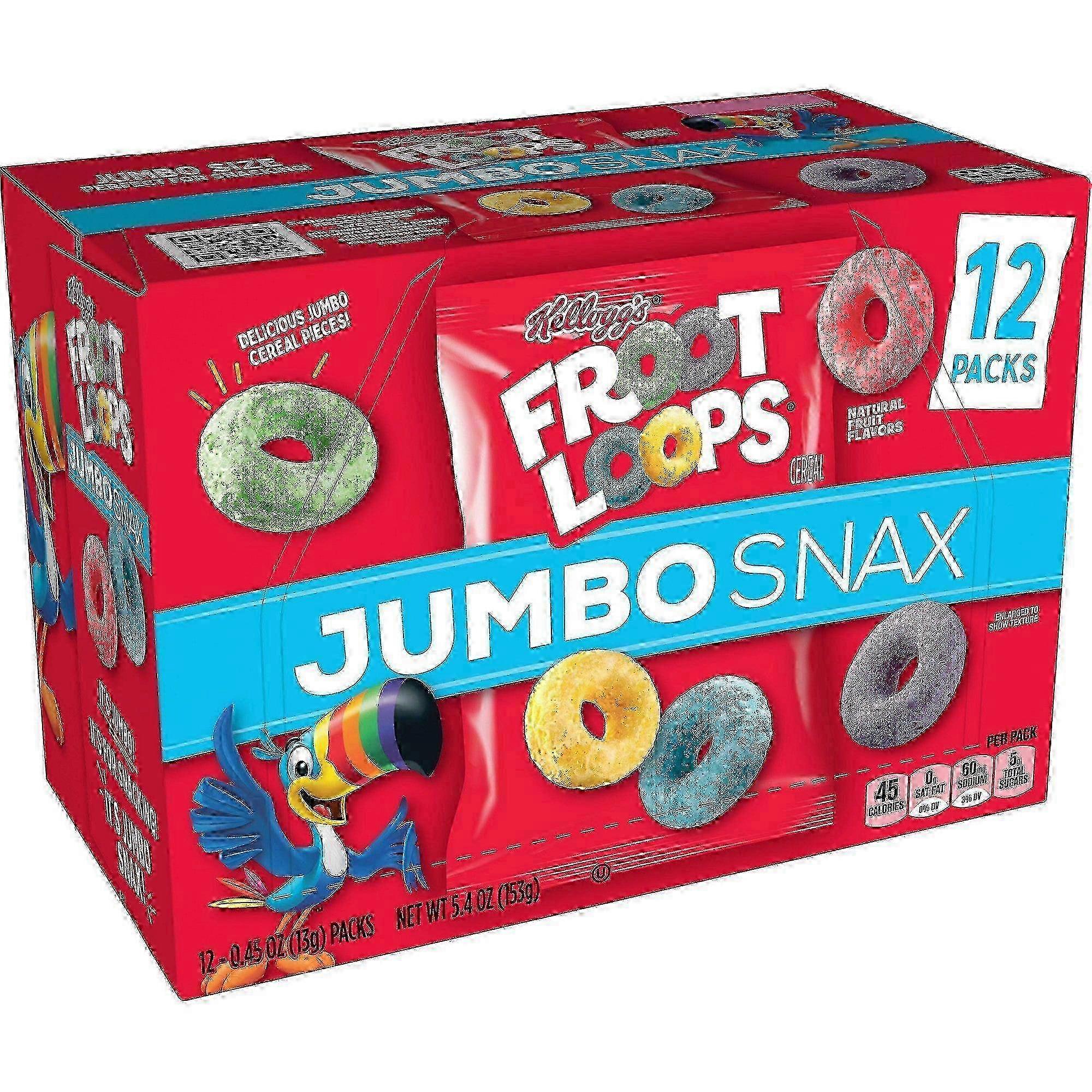 Kellogg's Froot Loops Jumbo Snax Cereal Packs, 12 Ea