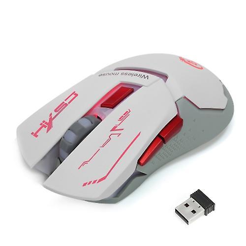 Generic1 Hxsj X30 6-keys Usb Rechargeable Colorful Glowing 2400dpi Three-speed Adjustable Wireless Optical Gaming Mouse White