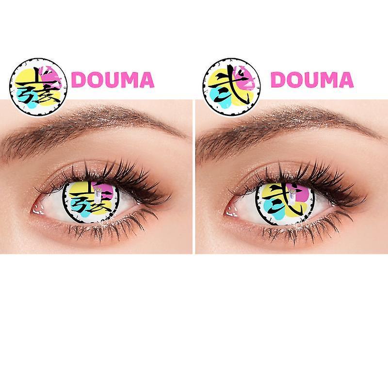 Visgaler 1 Pair Cosplay Color Contact Lenses Pupils Anime Yearly Lens Halloween Makeup Colored Contacts Lenses Douma