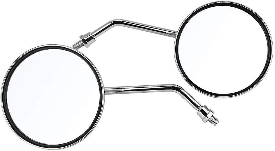 Ersam Rearview Mirror - 1 pair of 10mm round chrome silver motorcycle rear view mirrors. Left and right rearview mirror.