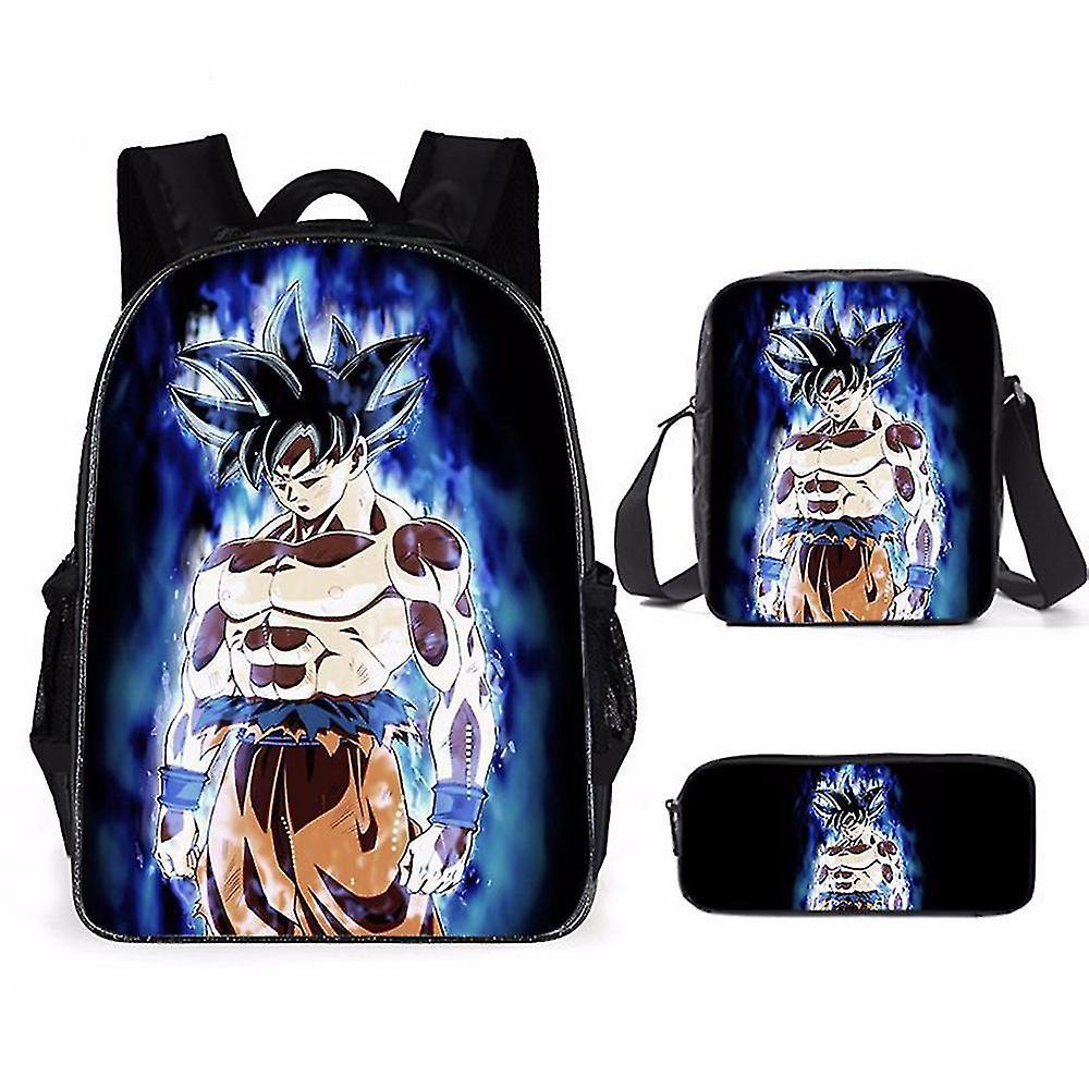 Santic 3pcs/set Dragon Ball Backpack Set With Pencil Case And Shoulder Bag For Kids Boys Girls Gifts A