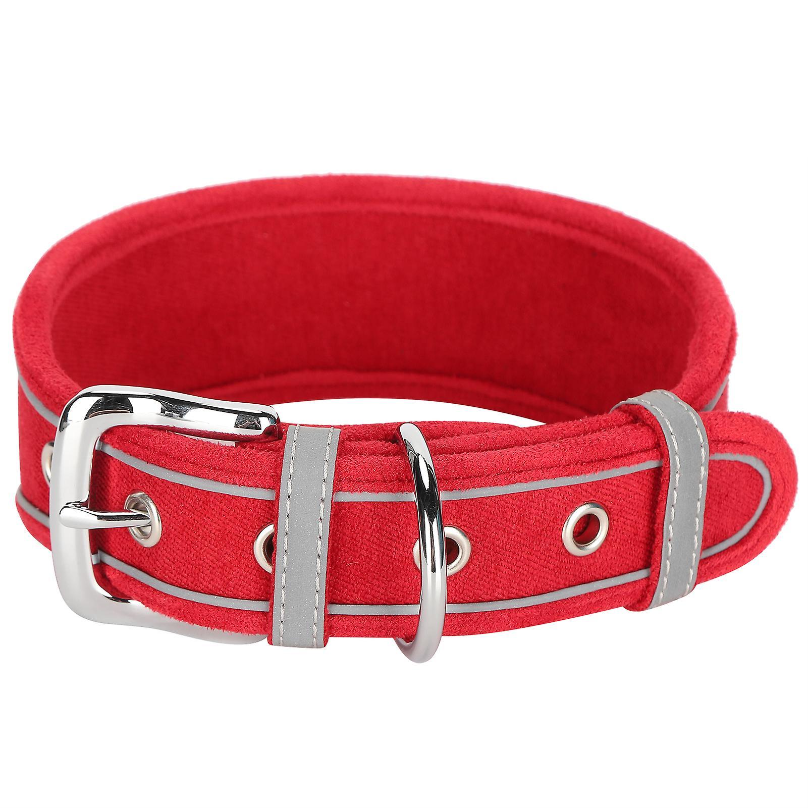 Adjustable Reflective Dog Collar Reflective Adjustable Dog Collar with D Ring for Medium to Large Dogs - Red (M)