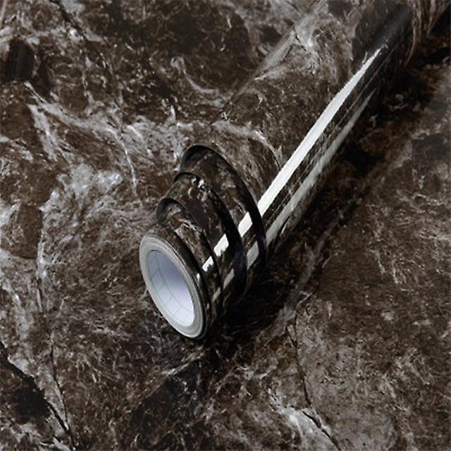 Slowmoose Waterproof Marble Pvc Vinyl Metal Brushed Wallpaper Marble Light Black 40cm x 2m