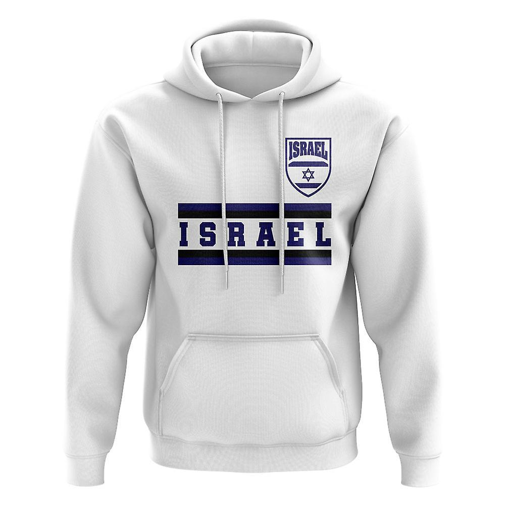 UKSoccerShop Israel Core Football Country Hoody (White) Medium (38-40 inch)