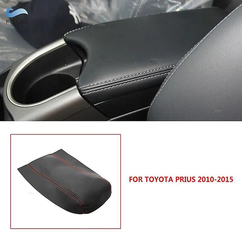 Redkid For Toyota Prius 2004 2005 2006 2007 2008 2009 2010 2011 2012 2013 2014 2015 Center Console Lid Armrest Box Cover Protect Trim B Black-red line