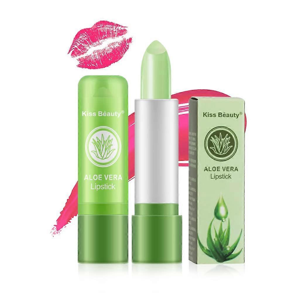 Frusde Aloe Vera Lipstick, Magic Temperature PH Color Changing Moisturizing Lipstick, Tinted Lip Balm, Nutritious Plumper Lip Balm 3Pcs