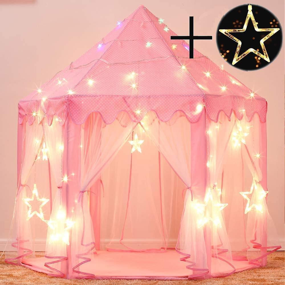 Dhrs Children's Play Tent, Princess Castle Play Tent, Indoor Children's Playhouse, Girls Large Playhouse With Led Color Fairy Lights