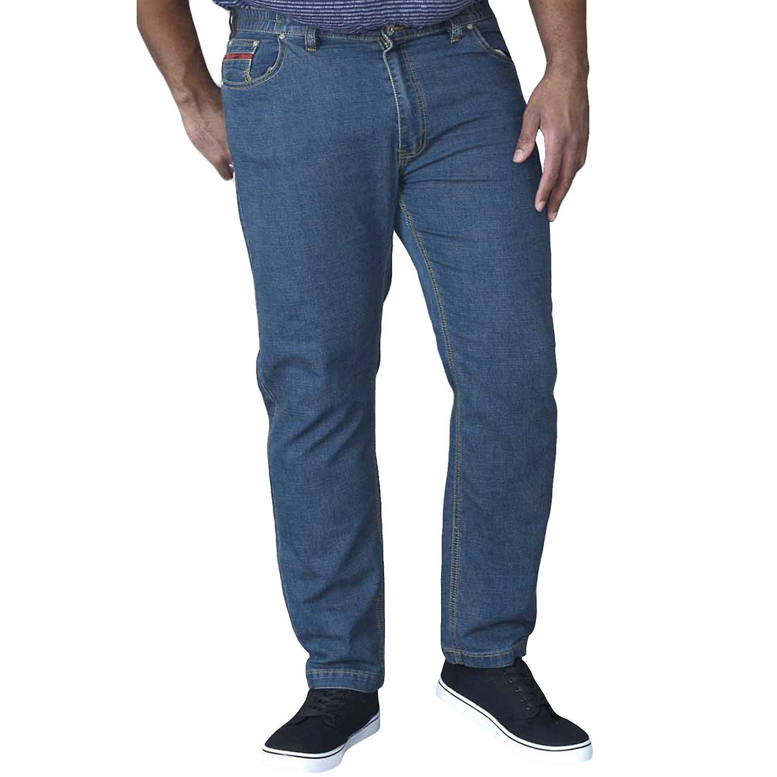 Duke D555 Mens Bailey Big Tall King Size Stretch Elasticated Waist Jeans - Blue 46S UK