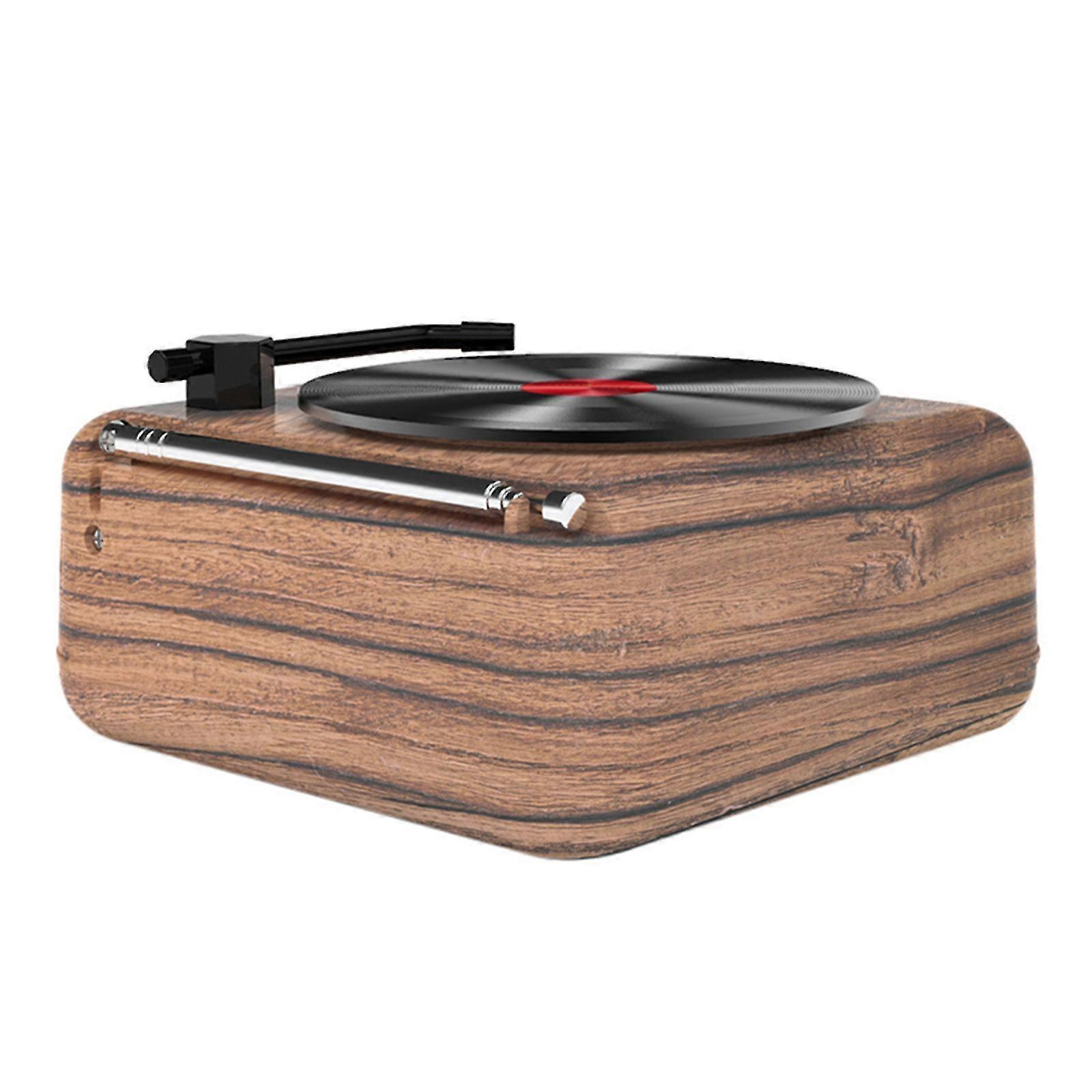 Aiducho Turntable Record Player Portable Vinyl Record Player With Built-in Speakers Classic Vinyl Player Wood Color