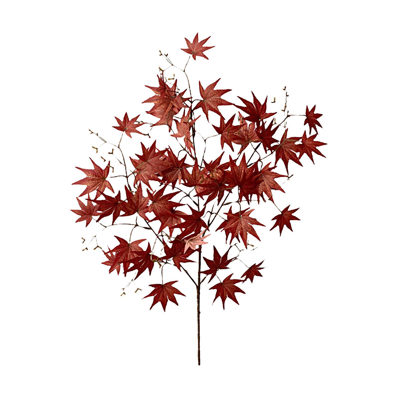 Wharick Fake Maple Leaf Realistic No Withering Fall Decoration DIY Faux Silk Cloth Autumn Single Maple Leaf for Thanksgiving Day Wine Red