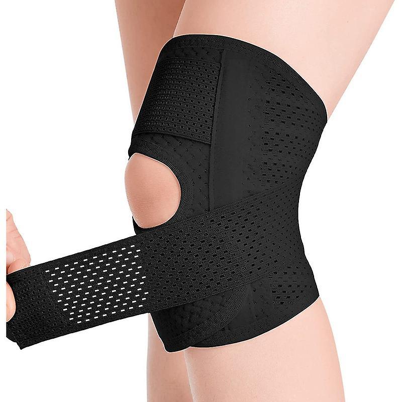 Kissqiqi Anti-chafing Knee Brace for Knee, Adjustable Compression Knee Support Black M