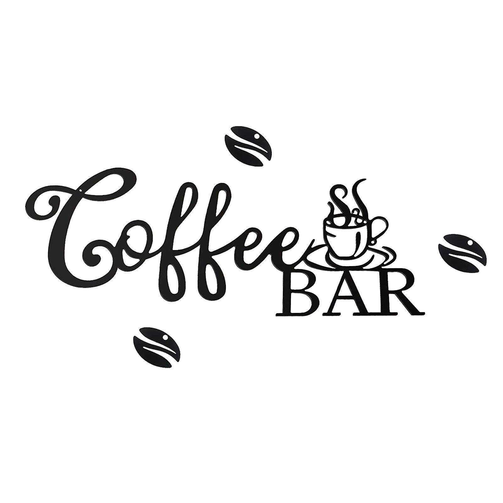 Reheyre Metal Coffee Bar Sign Rustic Wrought Iron Coffee Bar Hanging Wall Decor Coffee Wall Art Black