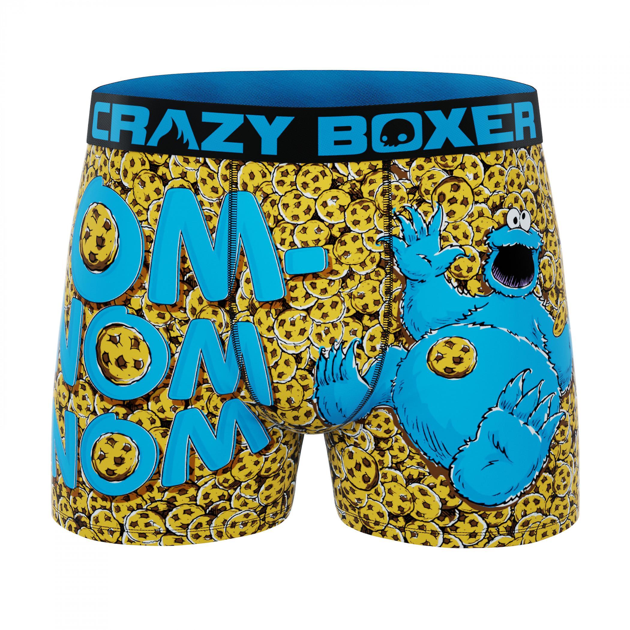 Cartoons Crazy Boxers Sesame Street Cookie Monster Om-Nom Nom Boxer Briefs Multi-Color Medium (32-34)