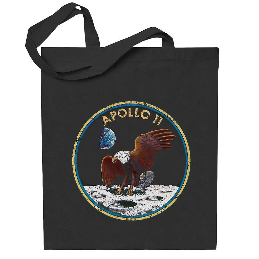 NASA Apollo 11 Mission Badge Distressed Totebag Black 38 x 42 cm