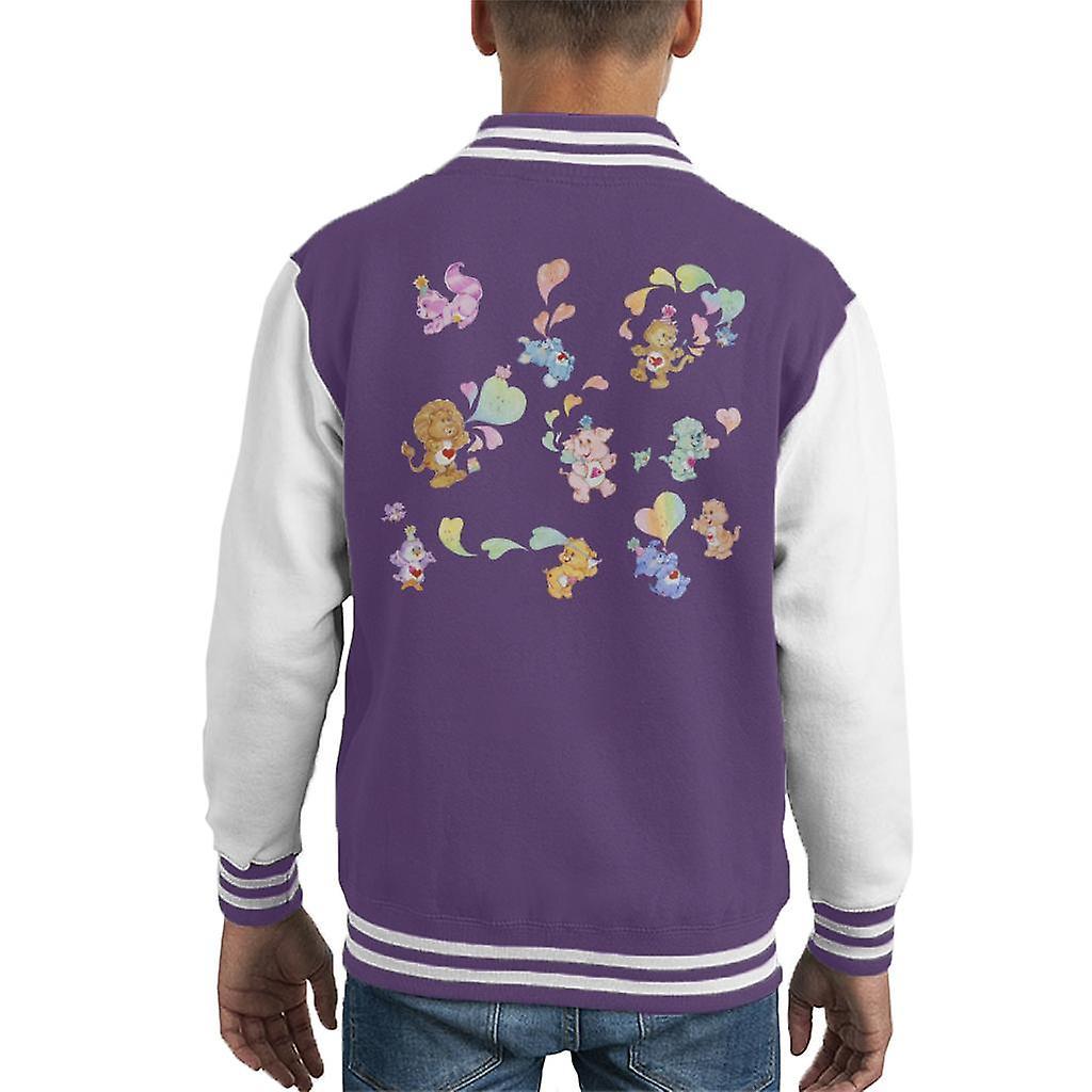 Care Bears Love Heart Montage Kid's Varsity Jacket Purple/White Medium (7-8 yrs)