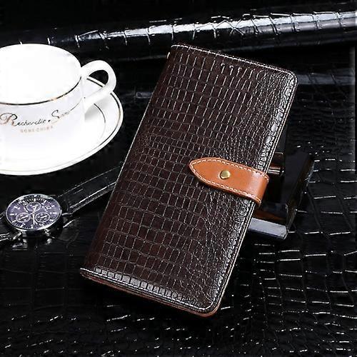 Goodcase For Huawei Y6s Idewei Crocodile Texture Horizontal Flip Leather Phone Case Dark Brown