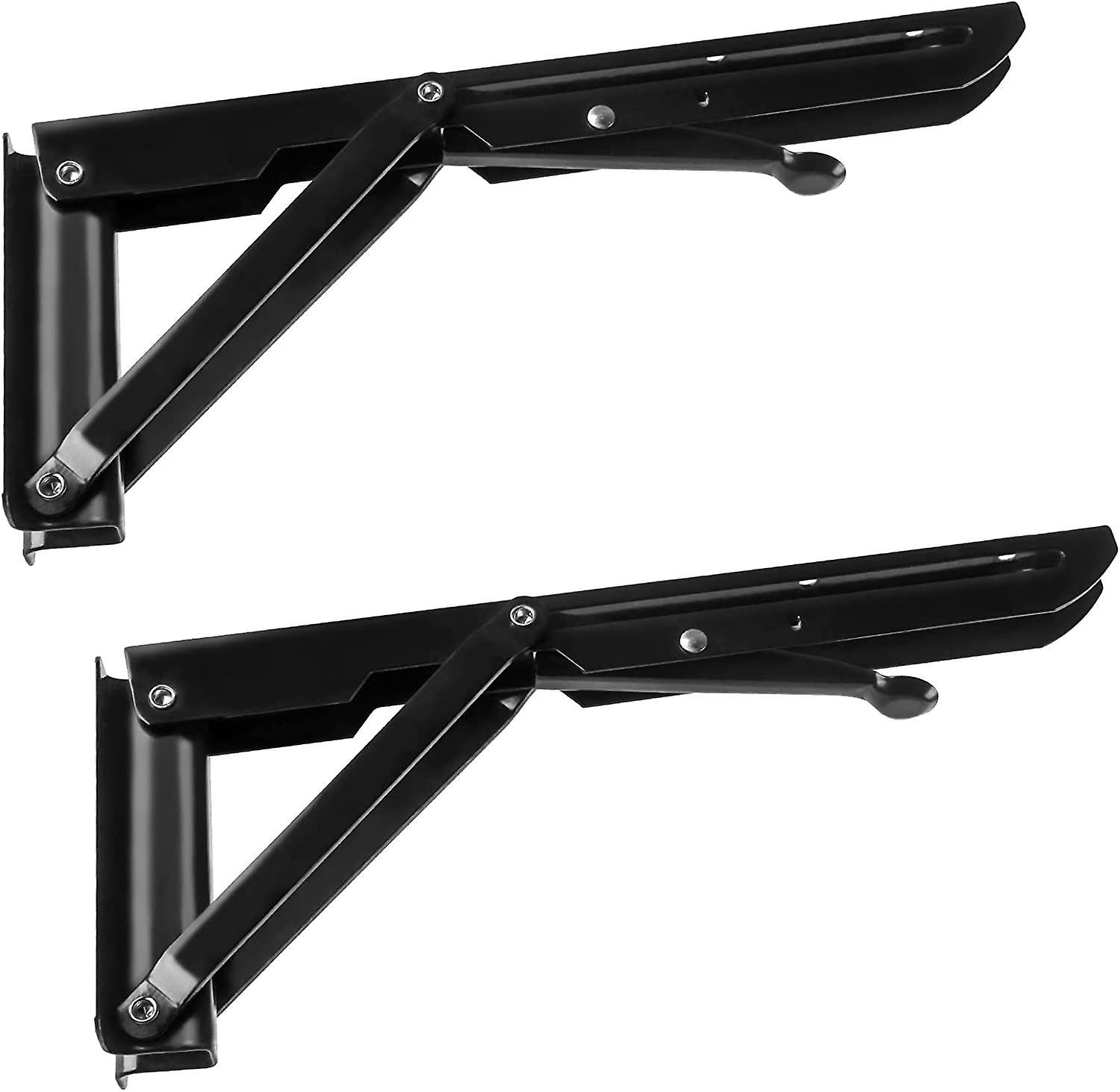 Baicccf Folding Shelf Brackets, Heavy Duty Stainless Steel Collapsible Triangle Shelf Bracket, 2 Pcs Folding Shelf Hinge Wall Mounted Space Saving ...