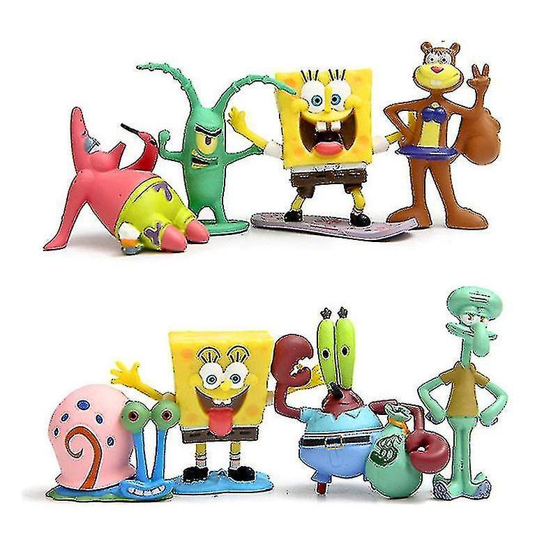 Yxuo Spongebob Squid Tentacle Crab Sand Toy Pvc Action Figure Collection Model Toy 8 Pieces