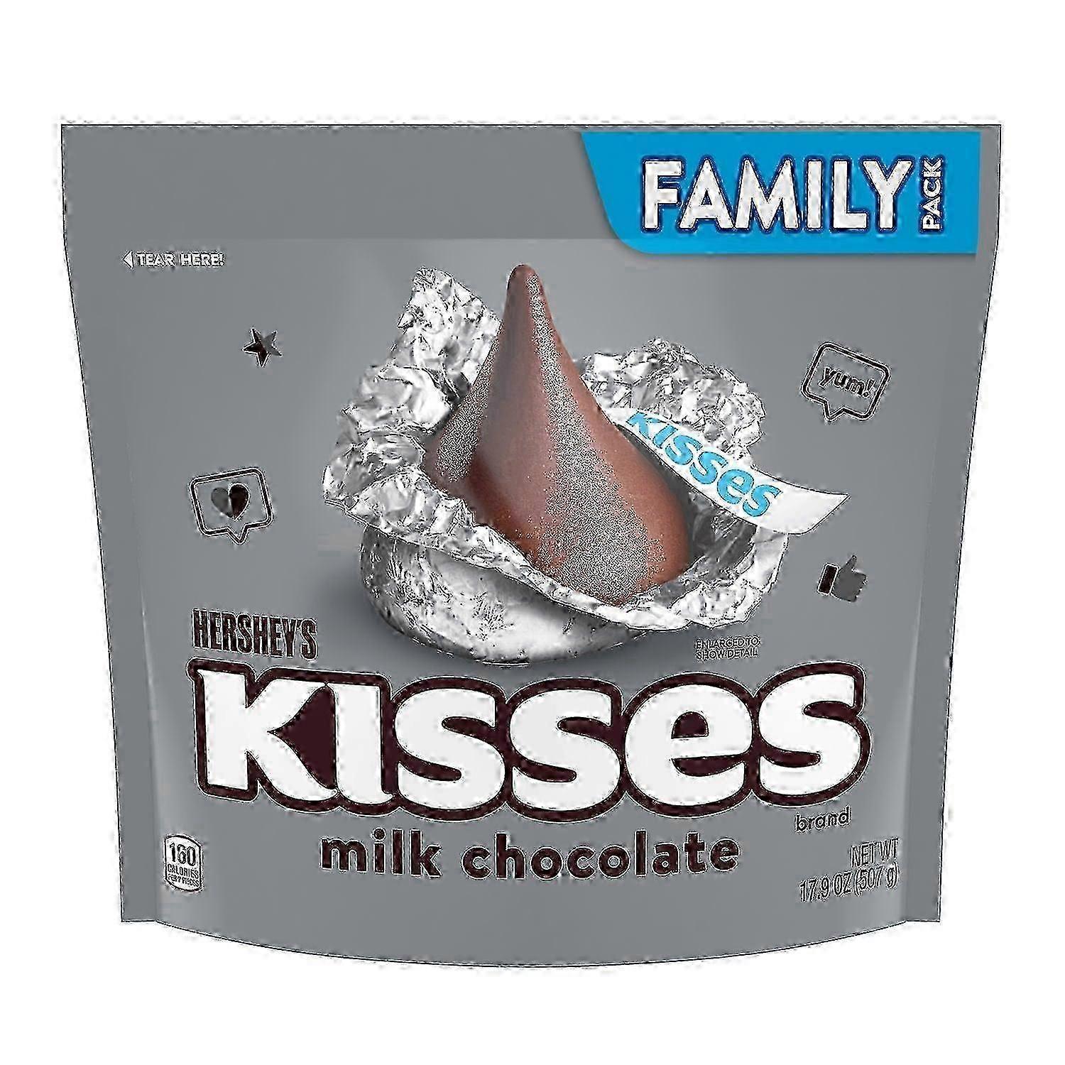 Hershey's Kisses Milk Chocolate Family Pack, Individually Wrapped, 17.9 Oz