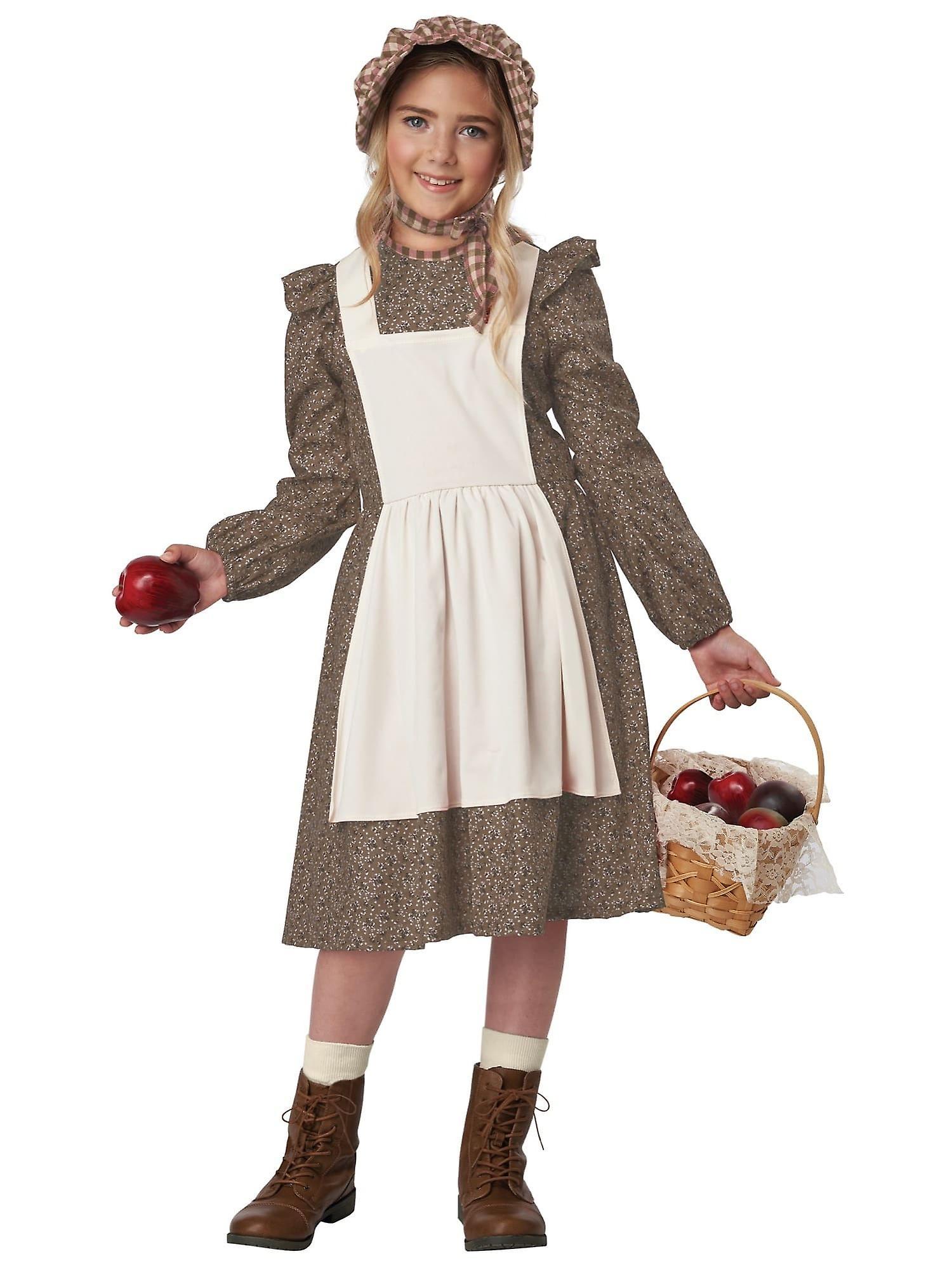 California Costume Collections Frontier Settler Girl Pioneer Prairie Colonial Victorian Child Girls Costume Brown Medium (8-10)