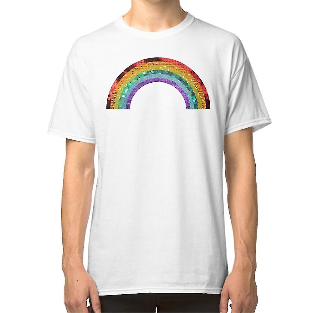 Gildan Rainbow Sequin T-shirt White M