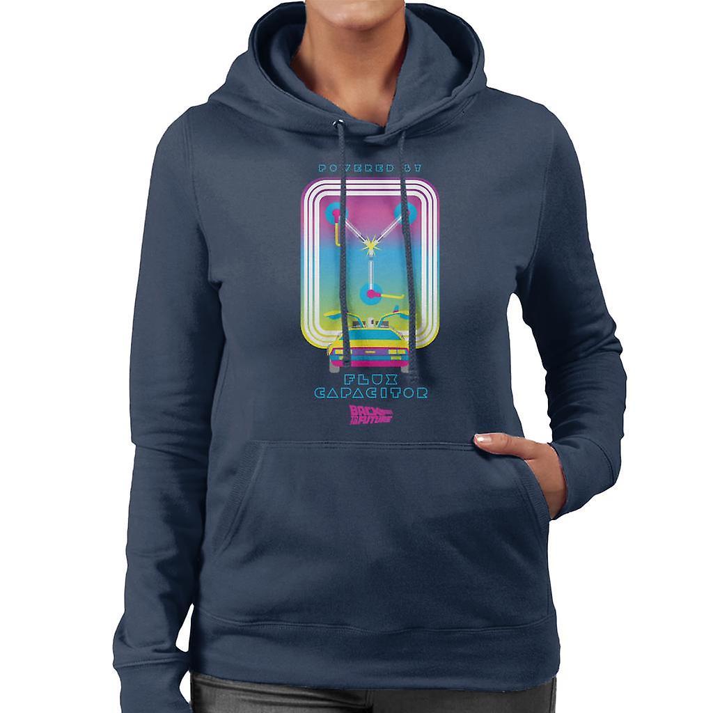 Back to the Future DMC Delorean Flux Capacitor Gradient Women's Hooded Sweatshirt Navy Blue XX-Large