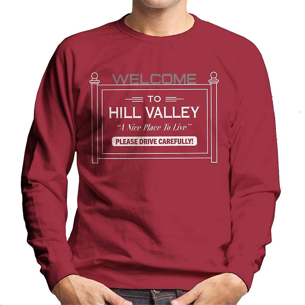 Back to the Future Welcome To Hill Valley Men's Sweatshirt Cherry Red Medium