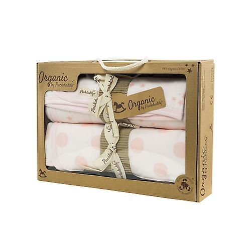 Puckdaddy Organic Gift Set Juna 2 Baby Blankets 75x74cm Dots Stars Pattern Pink