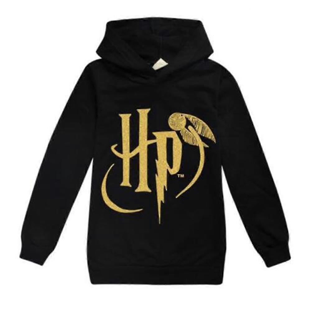 Jnnjv Hogwarts Harry Potter Print Pullover Hoodie Kids Casual Long Sleeve Hooded Sweatshirt Tops Black 9-10 Years