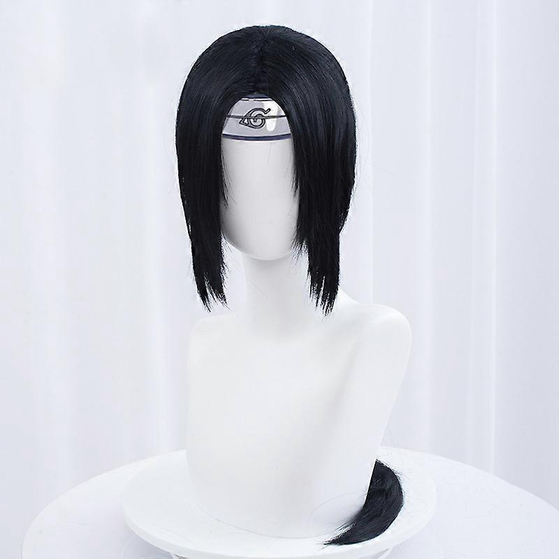 Redkid Uchiha Itachi Cosplay Wig Itachi Uchiha Long Straight Black Heat Resistant Synthetic Hair Anime Cosplay Wigs + Headband + Wigcap One Size Wi..