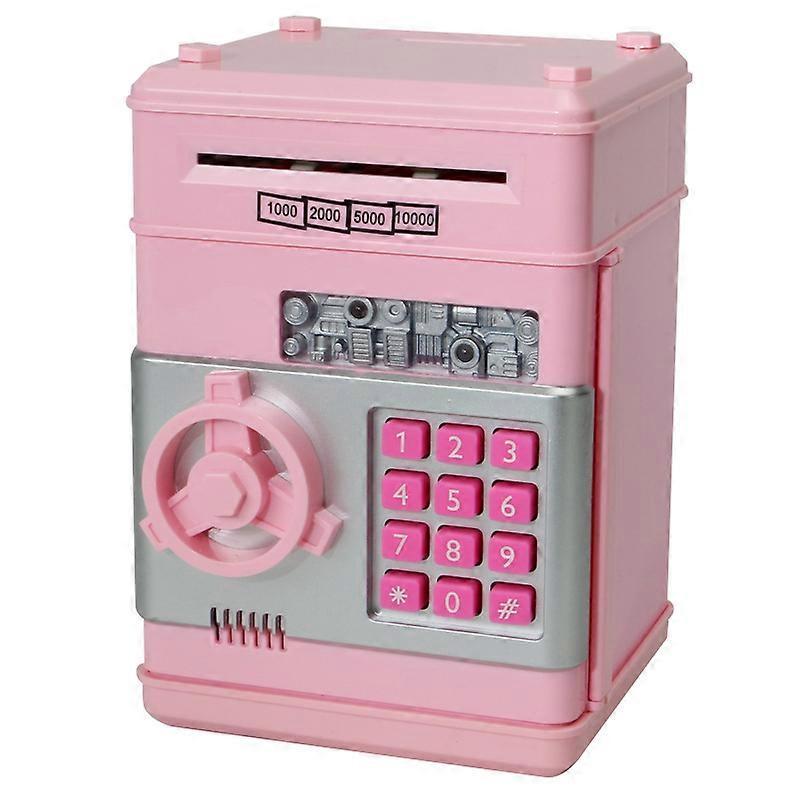 unbrand Electronic Pig Banks Mini ATM Password Save Money Bank Coin Can Cash Safe Box Kids Birthday Gift Pink A