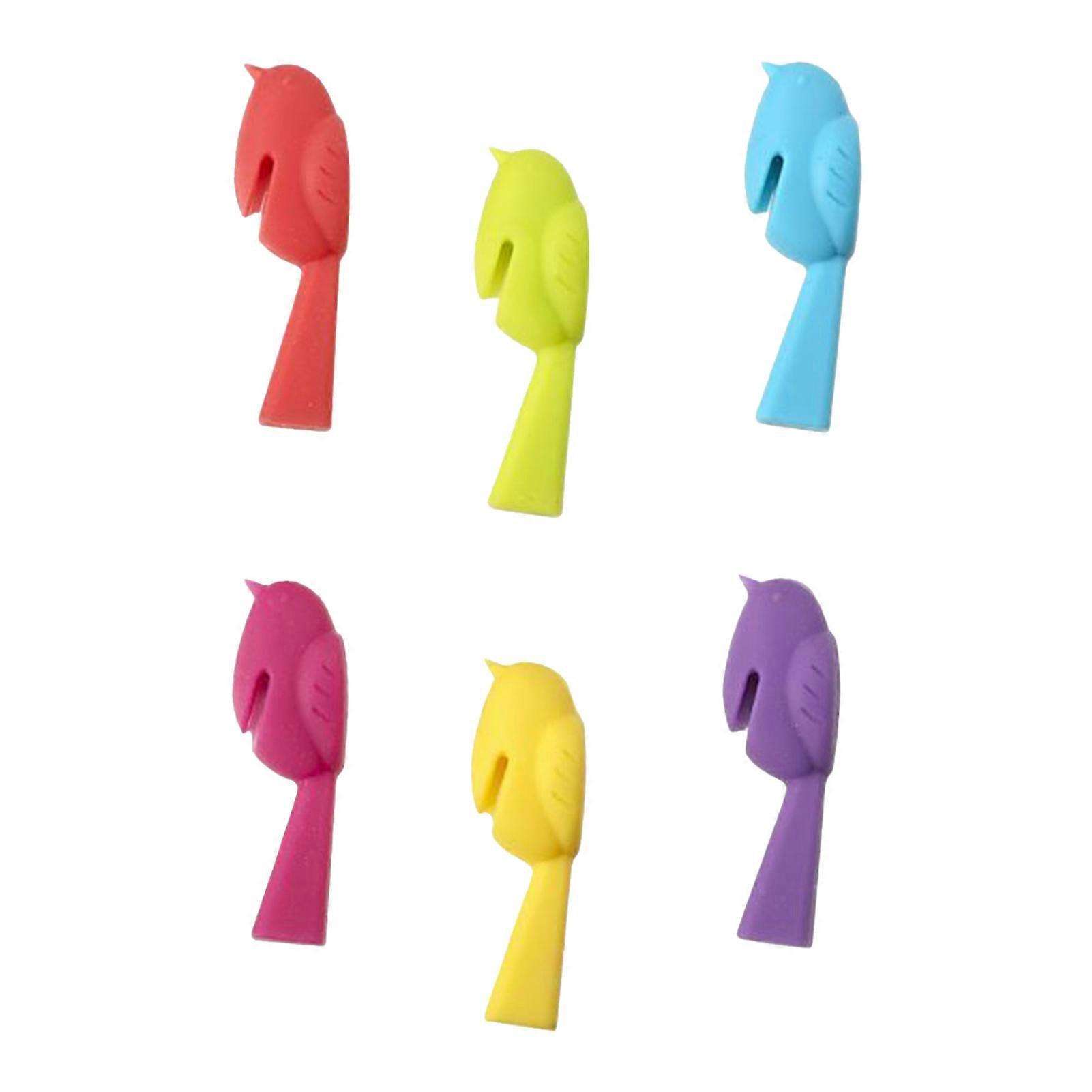 wirlsweal 6Pcs/Set Adorable Bird Shape Wine Marker Cute Creative Silicone Wine Glass Charm for Bar