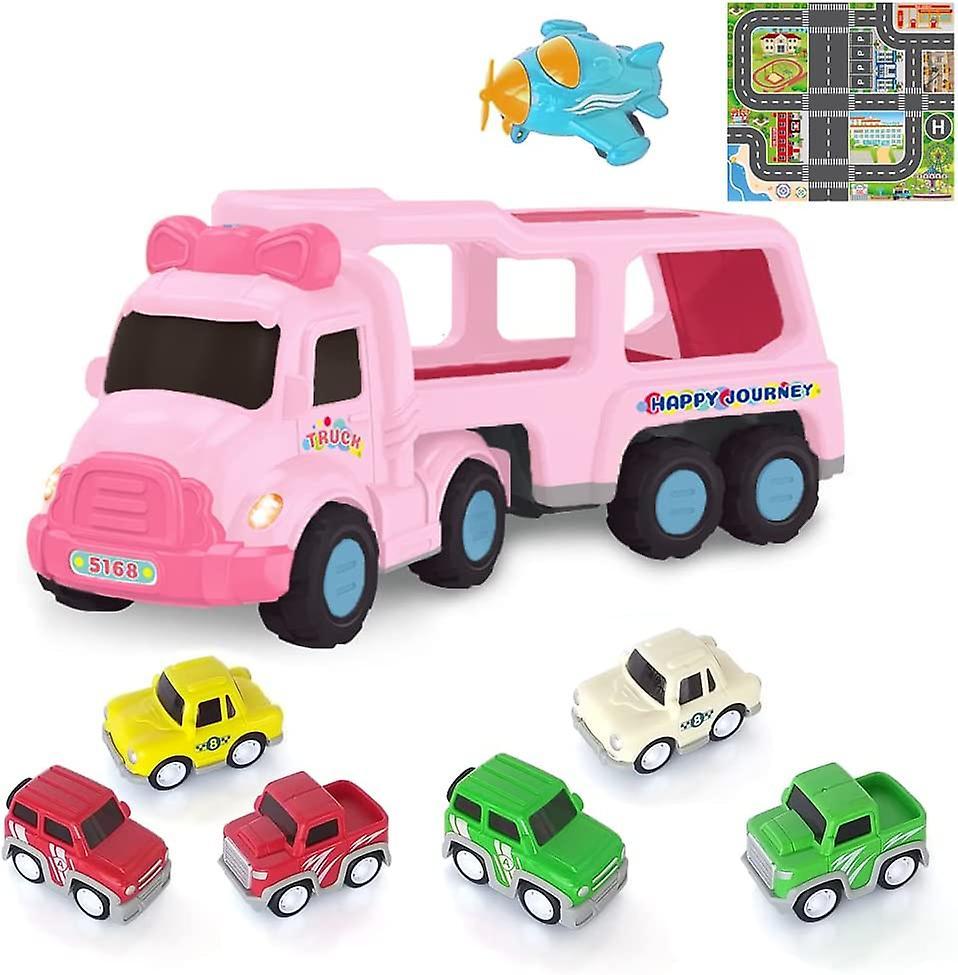 Heytea D-KIHeytea GCHY Truck Toys 7-in-1 for Toddlers Girls Boys Gift, Friction Power Truck Transport Carrier Toy, Kids Vehicles Playset for 3 4 5 ...