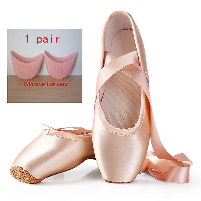 Aionyaaa Ballet Dance Shoes Child And Adult Ballet Pointe Shoes Professional With Ribbons Shoes Woman Zapatos Mujer Sneakers Women Girls Pink  Sili...