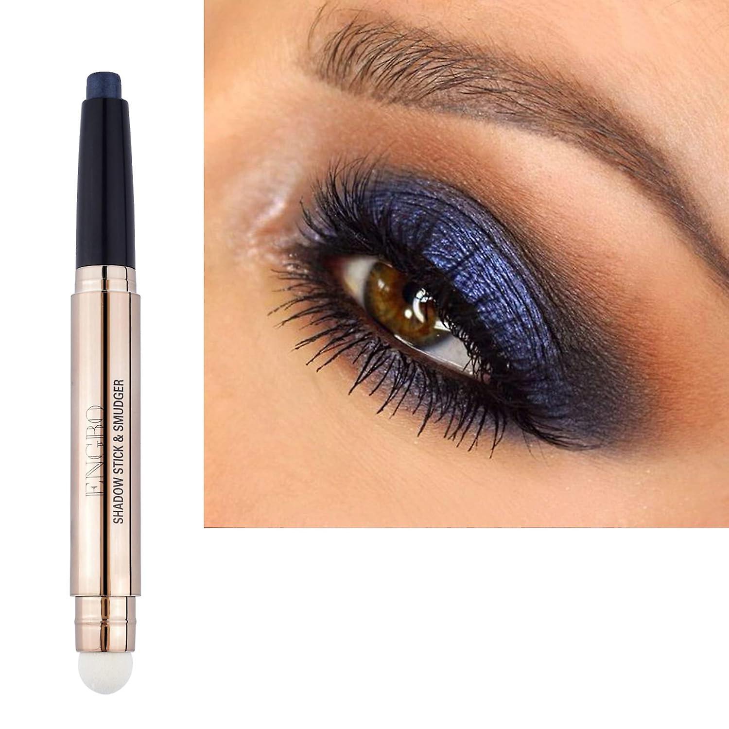 Lanou Eye Shadow Pencil Double Head Eye Shadow And Brush Pearl Matt Glitter Shimmer Highlighter Eyeliner Pen Makeup Cosmetics Midnight Blue Shimmer