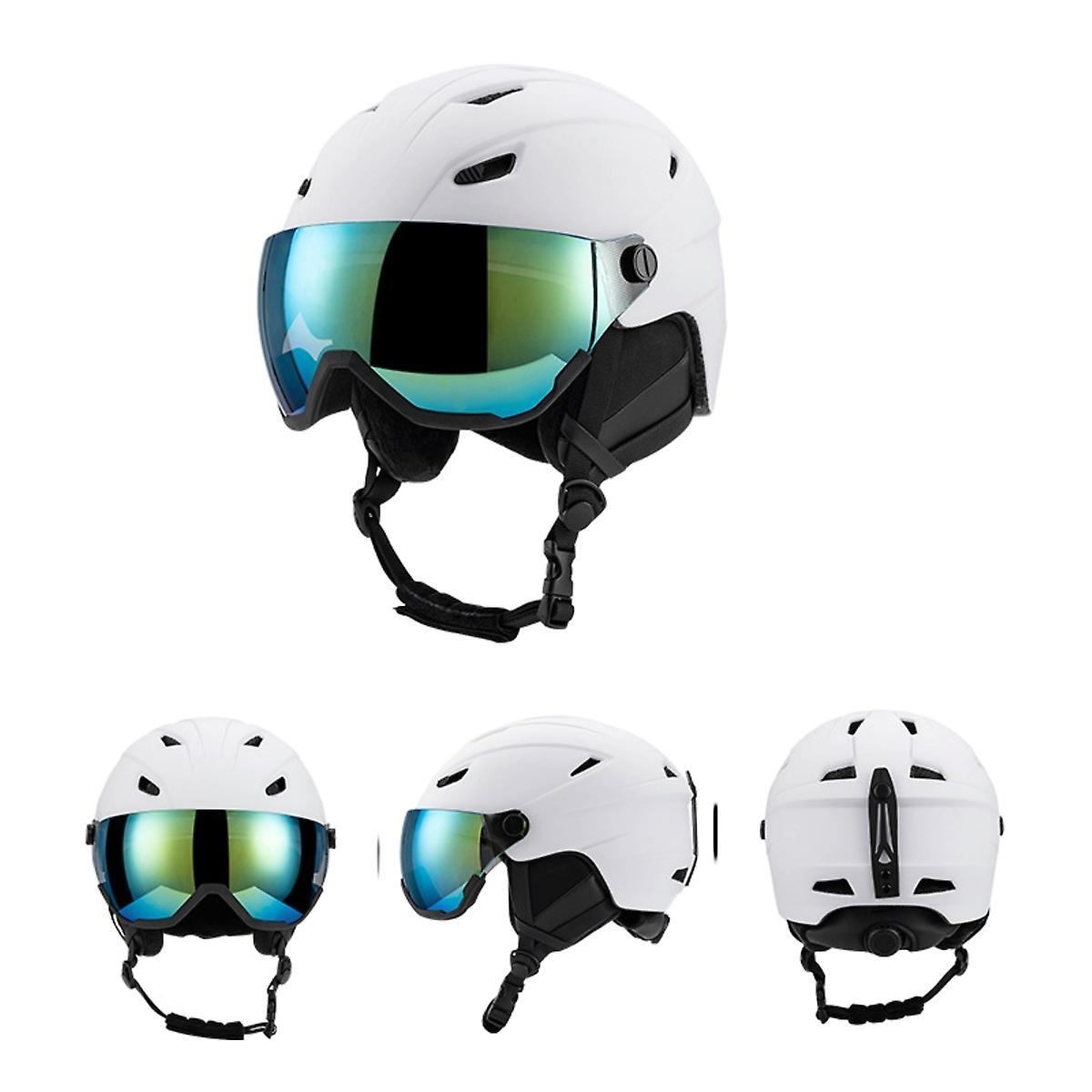 Yesfit Ski Helmet With Ski Goggles, Snowboard Helmet And 2-in-1 Visor Goggles Set WHITE L