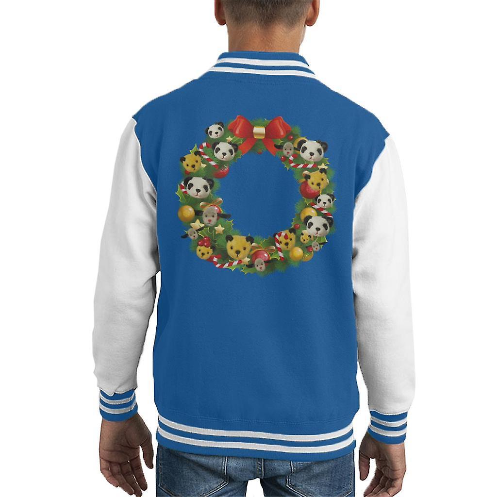 Sooty Christmas Wreath Kid's Varsity Jacket Royal/White X-Small (3-4 yrs)