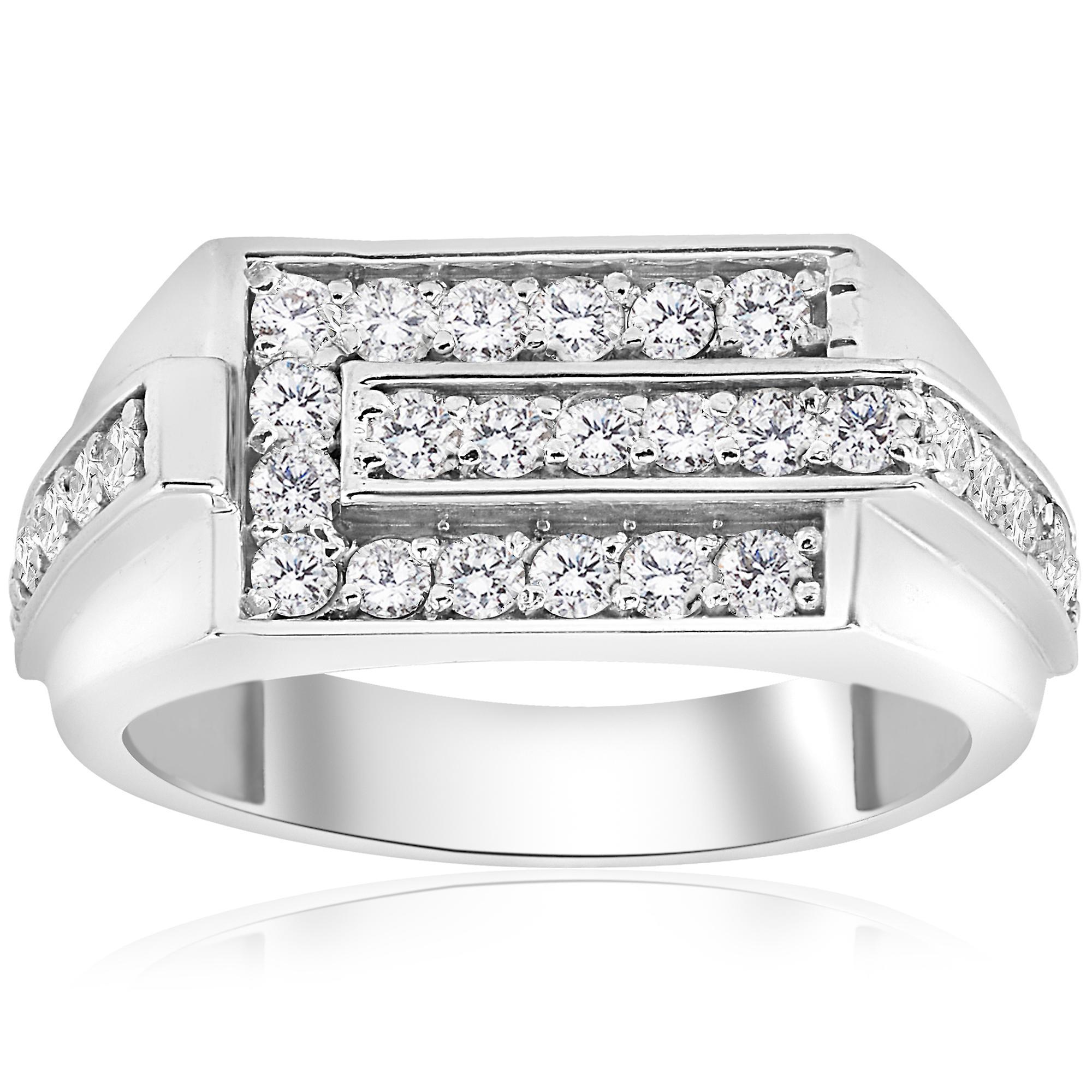 Pompeii3 3/4ct Diamond Mens Wedding Ring 10k White Gold 7